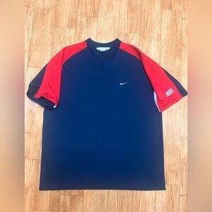 VTG Y2K Nike Gray Tag Mesh Jersey Shirt Navy Red Men XL Swoosh Embroidered 2001